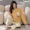 Pijama Atacado Feminino Manga Longa Calça Conjunto Menina Japonesa Desenho Animado Fofo Tamanho Grande Primavera e Outono Roupa de Casa Pode Ser Usada Fora