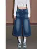 Jeans de pierna ancha azul claro estilo americano para mujer, pantalones rectos holgados de cintura alta para adelgazar, pantalones cortos de Guangzhou Xintang