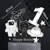 Decoração de Bolo Foguete Espacial Astronautas Viagem Espacial Sonho Enfeites Cartão de Inserção Dia dos Meninos Sobremesa Fantasia