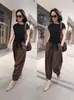 Conjunto de Moda Casual de Verano para Mujer, Nueva Camiseta de Manga Corta, Pantalones Harem Sueltos de Moda Casual, Conjunto de Dos Piezas de Algodón