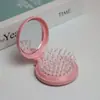 Peine pequeño plegable con bolsa de aire y espejo de maquillaje DIY, bonito cojín de aire para niña, peine de masaje portátil con espejo integrado