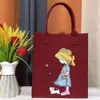 Nova Bolsa Tote de Feltro para Reunião Anual Ins Celebridade da Internet Bolsa de Mão Estudante Desenho Animado Lembrança do 100º Dia Lancheira
