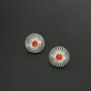 Brincos de Flor Silvestre Estilo Dong Jie, Novo Estilo Chinês, Estilo Retrô Personalizado, Brincos de Flor de Ágata Oca Pérola de Alto Padrão para Mulheres