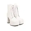 34-48 Botas de Cuero de Corte Bajo Cuadradas Otoño/Invierno Transfronterizas, Botas Martin para Mujer de Tacón Alto con Cremallera Lateral de Color Sólido, Botas Versátiles para Mujer