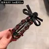 Presilha de Cabelo Versátil com Laço Estilo Coreano, Presilha Lateral Leve de Luxo com Pedrarias, Presilha de Franja de Alta Qualidade para Mulheres, Novo Acessório de Cabelo
