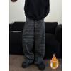 Calças xadrez grossas forradas de lã masculinas outono e inverno estilo americano high street pit bonito vibe solto perna larga reta casual calças compridas