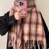 Bufanda Cuadros de Colores para Mujer, Nuevo Estilo Invierno 2025, Popular Suave y Acogedora, Calentador de Cuello Engrosado para Calor, Versátil, Mayoreo