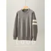 Suéter de Punto para Hombre Otoño/Invierno Nuevo Estilo Holgado Perezoso Cálido Capa Base Moderno Versátil Cuello Redondo Negro