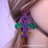Pendientes de Máscara de Estrella Serie Carnaval Estampado Acrílico Pendientes de Papá Noel Ciervo Pendientes para Mujer