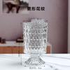 Estilo nórdico estilo francês retro luz luxo em relevo mesa de jantar transparente vaso de vidro alto avançado sentido vento lâmpada vaso de vidro
