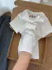 Camiseta de algodón blanca con diseño de copo de nieve, limpia y refrescante, de manga corta para mujer, ligera y transpirable para verano, ligeramente transparente, top estilo coreano