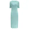 Vestido Plisado Efecto Ola de Agua, Nuevo Estilo de Verano, Vestido Bodycon de Longitud Media Adelgazante y Elegante para Mujeres Petites