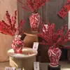 Nuevo Jarrón de Cerámica Pastel Estilo Chino, Recipiente de Porcelana Azul y Blanca para Arreglo Floral, para Entrada de Sala de Estar, Decoración de Escritorio para el Hogar, Jarrón de Flores de Peonía