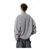Moletom com zíper parcial e estampa de espinha de peixe estilo americano para homens e mulheres, marca da moda, solto e versátil, top de estilo casual para primavera e outono