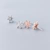 Ailuoqi Aretes de Plata S925 para Mujer Estilo Coreano Navidad Personalizado Copo de Nieve Diamante Niña Corazón Dulce Joyería para la Oreja G2967