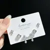 SLBABY exquisitos aretes pequeños con incrustaciones de diamantes, tres pares, aguja de plata s925, elegantes, simples, aretes múltiples