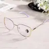 Nuevas Gafas de Metal con Pedrería que Cambian de Color Anti Luz Azul Tendencia de Moda Gafas Lisas Transfronterizas Sin Maquillaje Gafas Anti Luz Azul Mujer