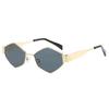 2025 nuevas gafas de sol transfronterizas de diamantes, gafas de sol poligonales, gafas de sol de moda de metal, gafas para hombres y mujeres