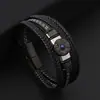 Pulseira Masculina de Lápis Lazúli Inlaid, Formato Irregular Novo, Versátil, Tecida à Mão, Aço Inoxidável, Fecho Magnético