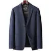 Traje Casual para Hombre Otoño e Invierno 2025 Lujo Ligero Negocios Chaqueta de Lana de un Solo Botón para Hombres Jóvenes y de Mediana Edad con Forro de Plumas de Ganso para Calidez