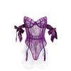 Talla Extra Grande Lencería Sexy Mono Morado con Encaje y Moño Traje Puro Pijama Gratis Femenino 7034