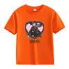 Comercio Exterior Americano Verano Pesado Color Sólido Estampado de Letras Algodón Manga Corta Camiseta Manga Media Ropa para Clase Padre-Hijo Ropa para Niños