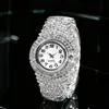 Relojes de Mujer con Diamantes Completos Transfronterizos al por Mayor Lujo Ligero Temperamento Simple Moda Relojes de Cuarzo para Mujer Relojes Pulsera para Mujer