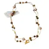 Collar de Ojo de Tigre y Perla Swarovski de Doble Capa Otoño e Invierno para Mujer, Cierre Ot Largo, Elegante Cadena para Suéter de Celebridad de Internet