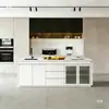 Gabinete Integrado para Bebedouro de Escritório, Ilha de Cozinha com Pia, Aparador, Estação de Trabalho para Café, Armário de Chá em Mármore