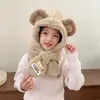 Chapéu de Capivara com Orelhas Móveis, Chapéu e Cachecol de Proteção Auricular Infantil, Chapéu de Pelúcia Quente e à Prova de Frio de Peça Única