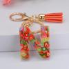 1 Peça Argila Macia Pedaços de Fruta Letra em Inglês Chaveiro de Resina Moda Feminina Simples Pingente para Bolsa com Chave de Borla