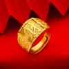 Joyería de Oro Arena Vietnamita Fu Cai Anillo para Hombre Lujo Ligero Anillo de Oro para Personas de Mediana Edad y Mayores Puesto de Anillos Abierto Venta al por Mayor