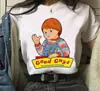 Camiseta Estampada Gráfica Chucky Moda Streetwear Casual Gola Redonda Manga Curta Tamanho Grande Feminina