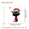 Gato Negro Lindo de Navidad 2D Acrílico Llavero para Coche Colgante Accesorios de Decoración Festiva