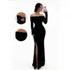 2025 Nuevo Otoño Transfronterizo Manga Larga Abertura Hombros Descubiertos Moda Ajustado Elegante Socialité Sexy Bodycon Vestido