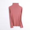 Camada Base de Gola Alta Feminina, Top Térmico de Lã, Estilo Inverno e Primavera/Outono, Tecido Escovado, Retentor de Calor, Camiseta de Manga Longa Fina