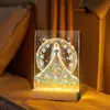 Nuevo 2016 Pintura de Diamantes Transfronteriza Hecho a Mano DIY Punto de Diamante Base de Madera Acrílico Señal con Luz LED Luz Nocturna de Mesita de Noche