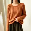 Suéter de Punto Cableado con Lentejuelas Cuello Redondo para Mujer 2026 Otoño Invierno Nuevo Estilo Estilo Perezoso Color Sólido Suave Manga Larga Top de Punto