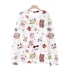 Camiseta de Manga Larga con Estampado de Elefante en Línea Minimalista, Top Redondo de Manga Larga Artístico y Creativo para Mujer