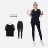 Conjunto Esportivo de Corrida, Fitness e Yoga com Capuz e Manga Curta para Mulheres Plus Size, Esconde a Barriga, Emagrecimento, Caimento Solto