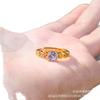 Nuevo anillo de circón con baño de oro de imitación para mujer, libro rojo pequeño con anillo de moneda, anillo de moneda de la suerte, joyería al por mayor