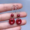 Pendientes de hilo de oro púrpura al por mayor, pendientes de plata esterlina, pendientes de naffo rojo, pendientes de temperamento simple, joyería