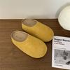 Sapatos Mule Mules Fechados Versáteis de Couro Genuíno, Sola Grossa Aumenta-Altura, Estilo Birkenstock Preguiçoso, Vintage