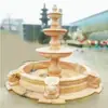 Escultura de Fuente de Piedra Bola Feng Shui Villa Característica de Agua Escultura de Agua Corriente Adorno Piedra Amarillo Óxido Granito Cuenco de Agua Piedra Rojo Atardecer