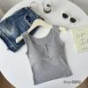Primavera e Verão novo colete de botão feminino elástico slim fit emagrecimento esportes fitness fundo curto peito interior top