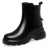 Botas Chelsea de Cuero Suave con Suela Gruesa para Mujer Botas Martin de Tacón Grueso Estilo Británico Botas Cortas de Terciopelo para Mujer Otoño e Invierno