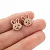 Brincos Minimalistas Europeus e Americanos em Aço Inoxidável com Formato de Coração, Flor, Animal Coelho para Mulheres, Acessórios de Orelha Geométricos Estilosos