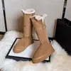 Primeiro Encontro Ji Pelúcia Botas de Pele Grossa Uso Duplo Botas de Cano Médio Retrô Emagrecedoras Quentes Botas de Neve Femininas Sola Grossa Botas Longas