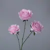 Flor Artificial de Rosa Redonda de Tres Cabezas Flor Artificial Arreglo de Boda Flor de Rosa Individual Adornos para Sala de Estar Flor de Seda Flor Decorativa Boda