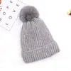 Chapéu de lã tricotado fofo para outono e inverno de 2021, proteção de orelha quente para mulheres, chapéu com pompom de pele, chapéu adulto para frio ao ar livre, atacado